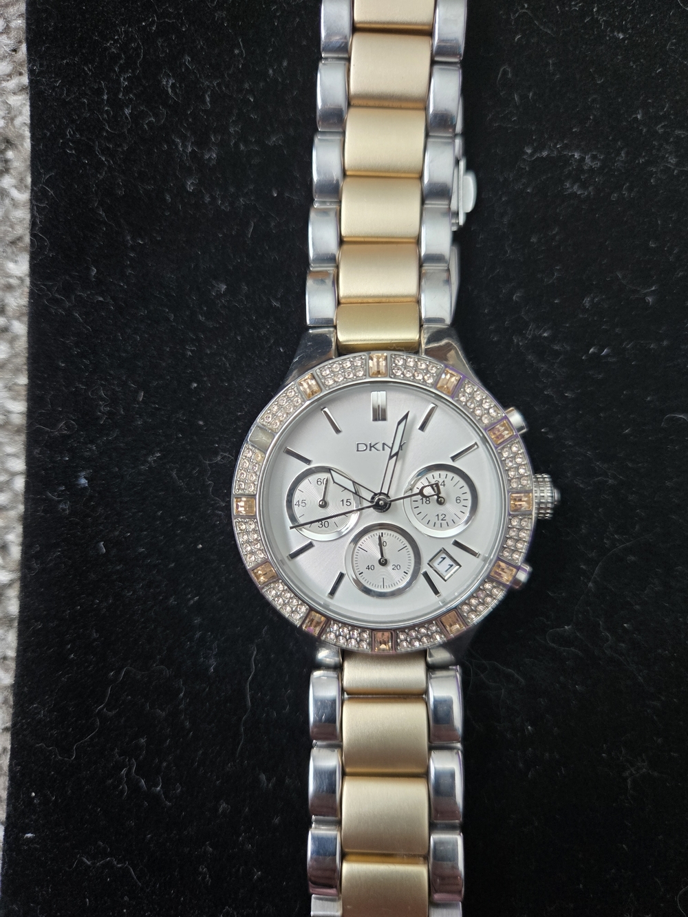 DKNY Two-Tone Crystal Bezel Women's Watch - Gold & Silver